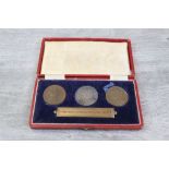 Boxed Silver & Bronze "Three Kings of 1936" Medallion set