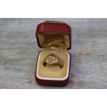 Gents 9ct yellow gold with cast buffalo head design to centre, diameter approximately 13.5mm,