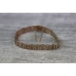 Late Victorian/ Edwardian 9ct rose gold four bar gate link bracelet, width approximately 8mm, tongue