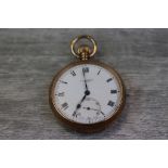 George V J W Benson open faced top wind 9ct yellow gold pocket watch