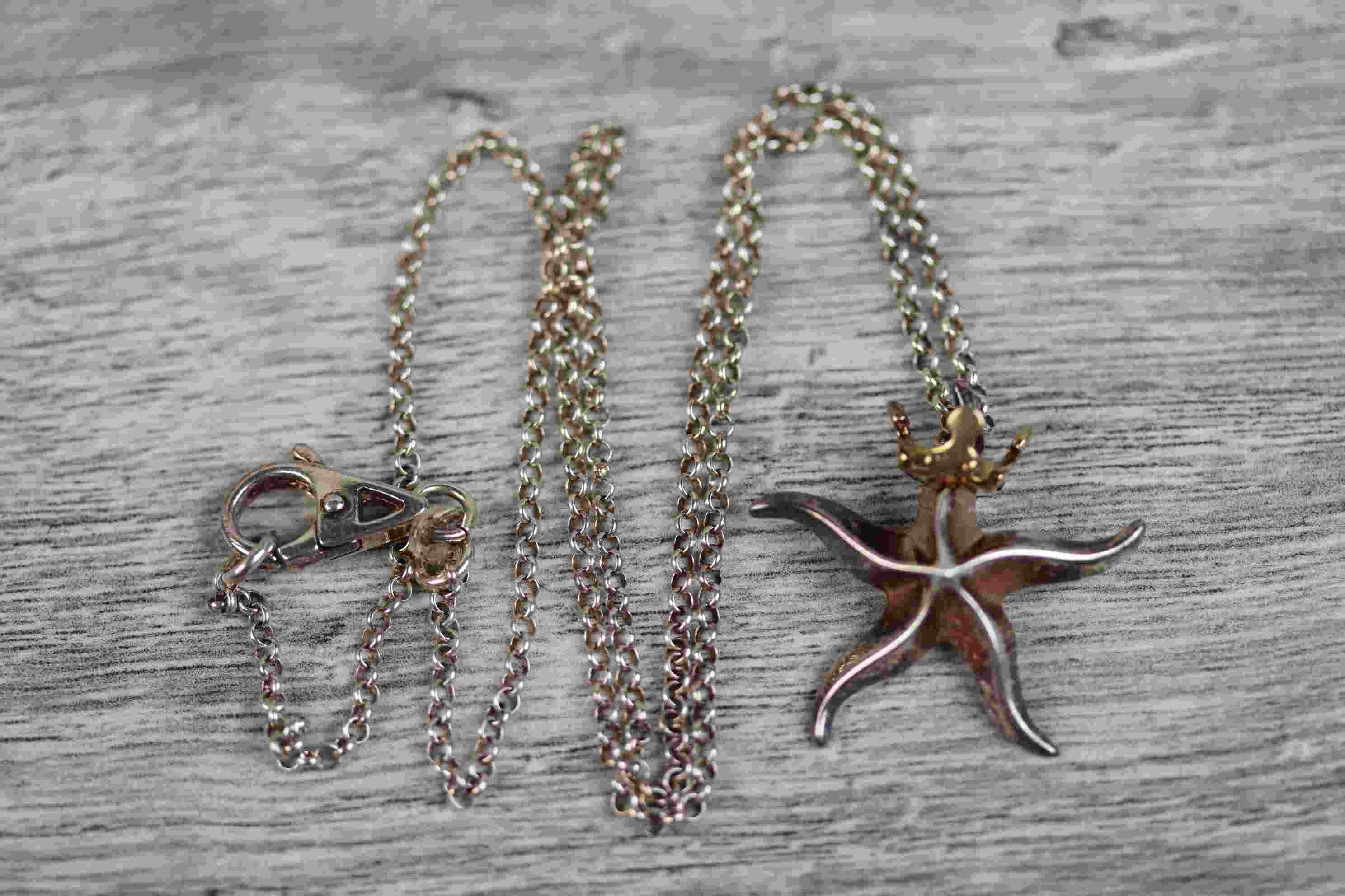 Asprey silver pendant necklace modelled as a gilt crowned starfish, dimensions approximately 25mm - Image 4 of 5