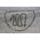 Early 20th century silver curb link chain with toggle clasps, each link hallmarked, length