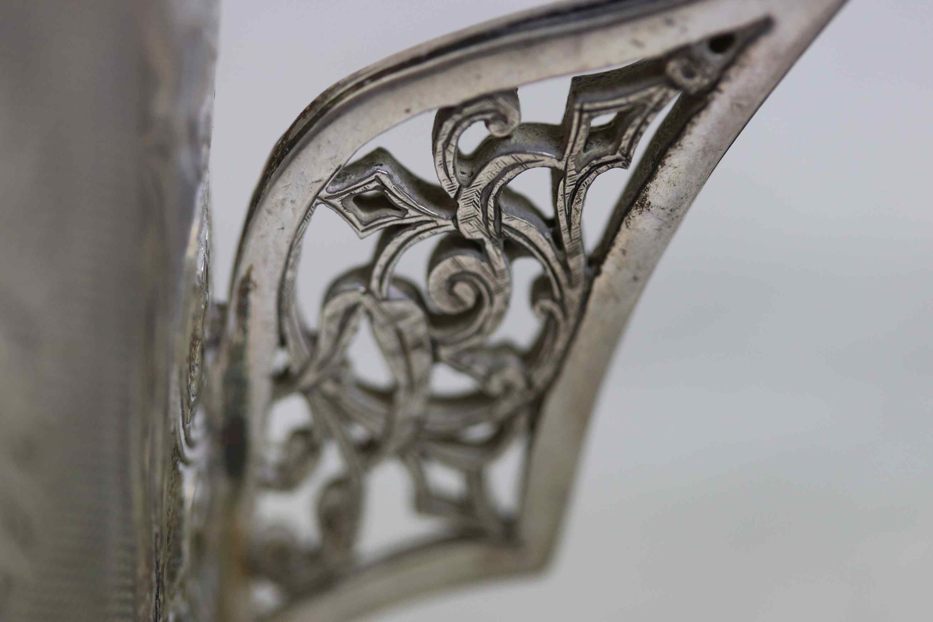 Victorian silver footed mug with sectional repousse scroll and stylised foliate decoration to - Image 10 of 13