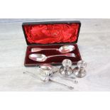 Collection of silver items comprising a pair of George IV silver table spoons, fiddle pattern,