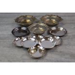 Pair of Edwardian pierced silver bon bon dishes together with a smaller pierced silver bon bon dish,