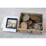 Small collection of vintage coins to include an 1887 Victorian Silver Double Florin & Crown