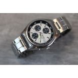 Gents stainless Steel Seiko Quartz chronograph wristwatch V657 - OA70 with reverse panda dial, three