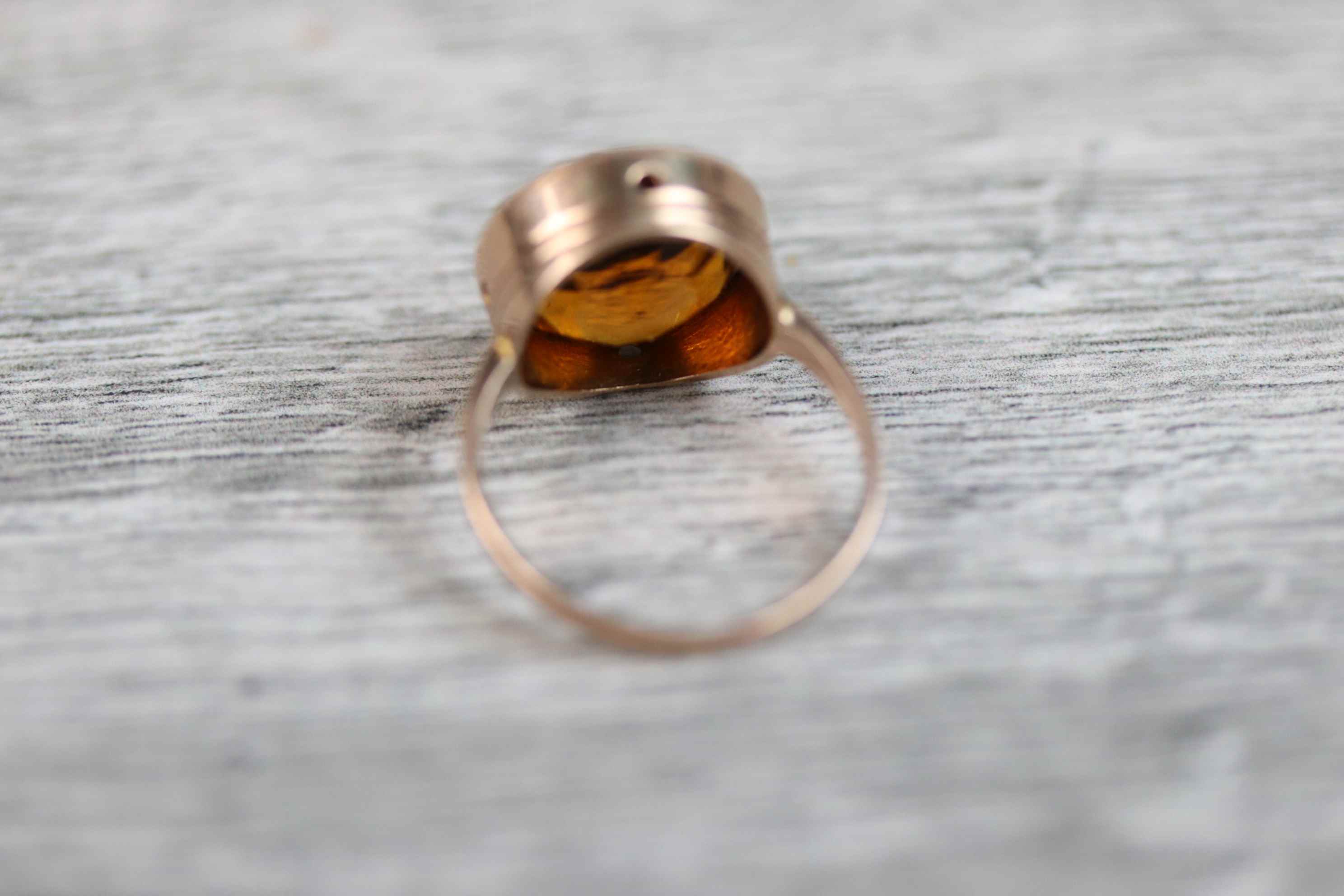 Citrine solitaire 9ct yellow gold dress ring, the round mixed cut orange citrine diameter - Image 6 of 7