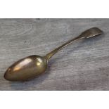 George IV silver fiddle pattern table spoon with initialled finial, makers William Bateman I, London