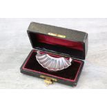 Victorian silver moustache dam of scalloped form, cased, makers Henry Bourne, Birmingham 1892,