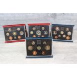 Four boxed Royal Mint Proof UK Year coin sets to include; 1991, 1992, 1993, 1994