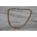9ct yellow gold flat curb link necklace, lobster clasp, width approximately 7.5mm, length