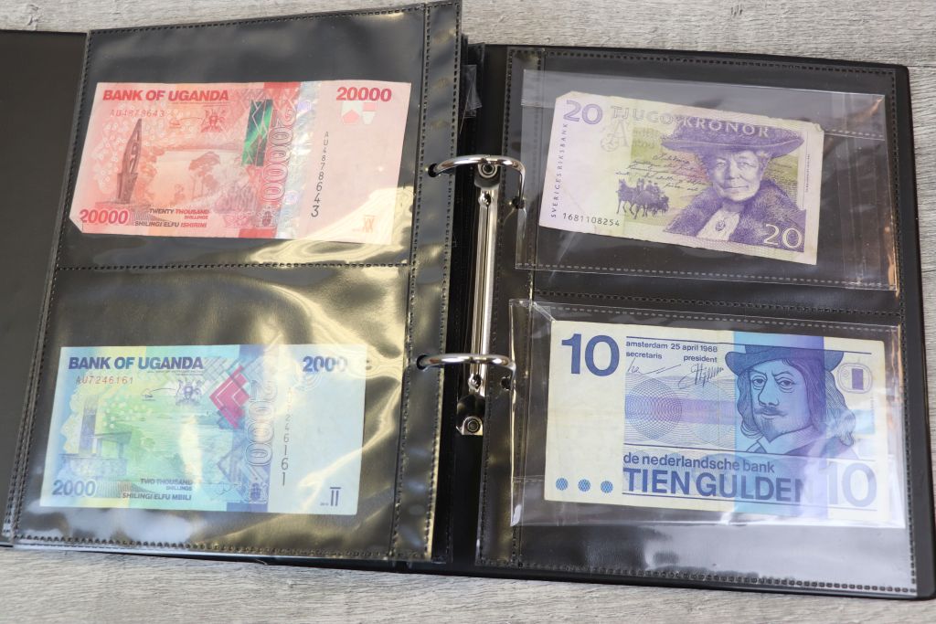 Album of over 50 UK & World vintage Banknotes to include; Uncirculated £5's, £1's, Faroe Islands - Image 14 of 15