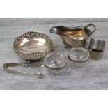 Collection of silver to include George V silver pierce bon bon dish of fluted circular form raised