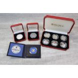 Sterling Silver frosted proof Jersey £1 Pound coin 1983, Pobjoy Mint cased Penny Black 150th