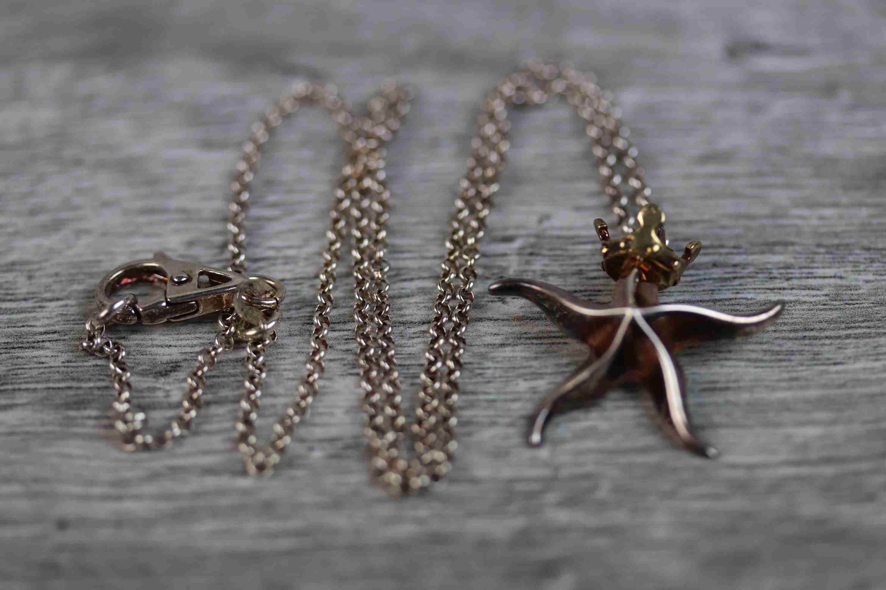 Asprey silver pendant necklace modelled as a gilt crowned starfish, dimensions approximately 25mm - Image 3 of 5