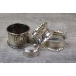 Pair of late Victorian silver napkin rings, crimped rims, makers Nathan & Hayes, Chester 1895,
