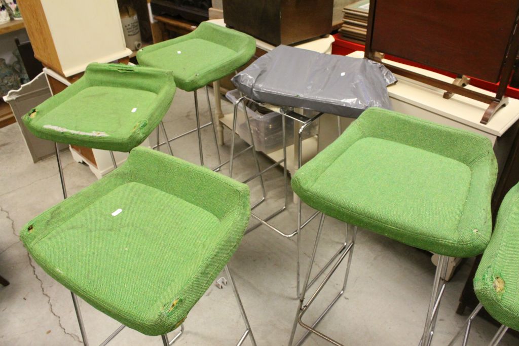 Seven Swedish Swedese ' Happy ' Bar Stools with Upholstered Seats and Chrome Stands - Image 6 of 7