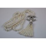 Long Freshwater Pearl Necklace with Designer Style Spacers