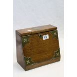 Late 19th / Early 20th century Oak Stationery Cabinet with Brass Mounts, 21cms high