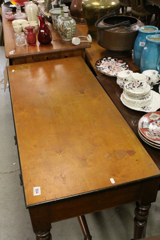 Late Victorian Arts and Crafts Side Table with Inlaid Panels, Two Drawers and raised on Turned - Image 3 of 4