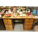 Modern Pine Desk / Dressing Table with Two Pedestals of Four Drawers