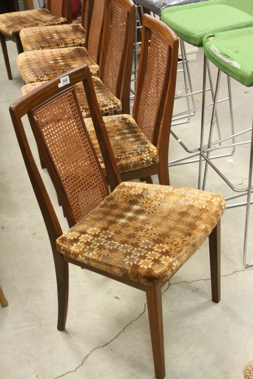 Set of Six G-Plan Teak Dining Chairs with Cane Panel Backs and Stuffed Seats - Image 3 of 3