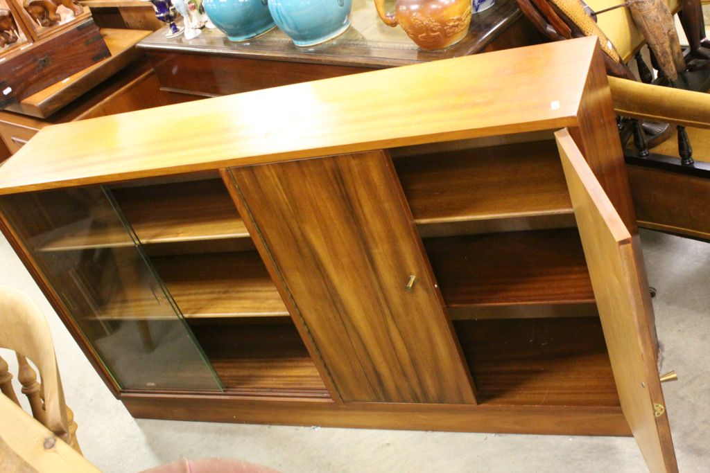 1950's Morris of Glasgow Cumbrae Walnut Bookcase with Two Doors and Two Glass Sliding Doors, - Image 3 of 3