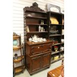 Victorian Mahogany Secretaire Bookcase, the upper section with Four Waterfall Shelves, Carved Scroll