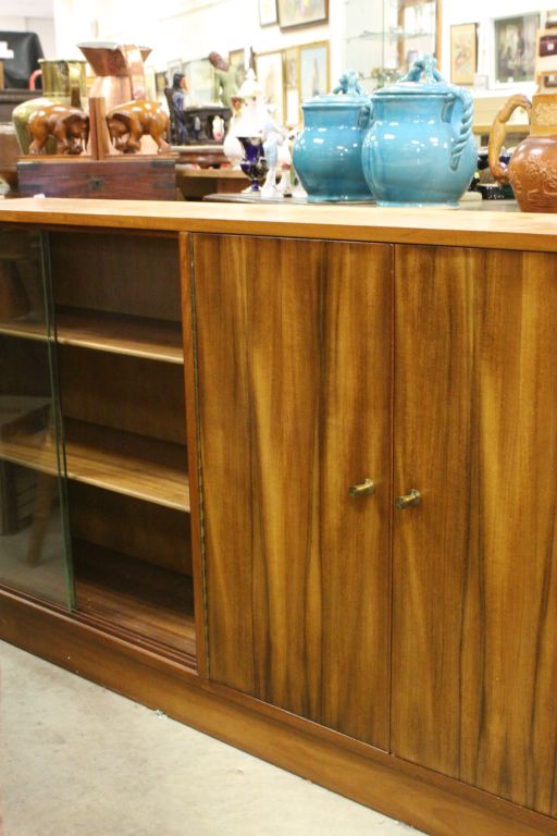 1950's Morris of Glasgow Cumbrae Walnut Bookcase with Two Doors and Two Glass Sliding Doors, - Image 2 of 3