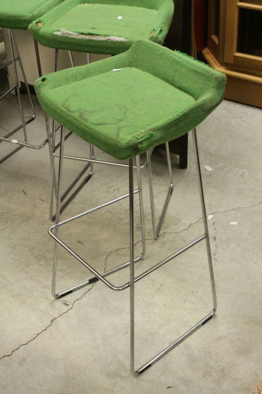 Seven Swedish Swedese ' Happy ' Bar Stools with Upholstered Seats and Chrome Stands - Image 2 of 7