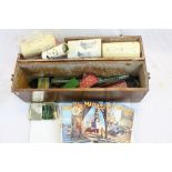 Vintage Teak Box containing a quantity of Vintage Meccano together with Various Instruction Leaflets