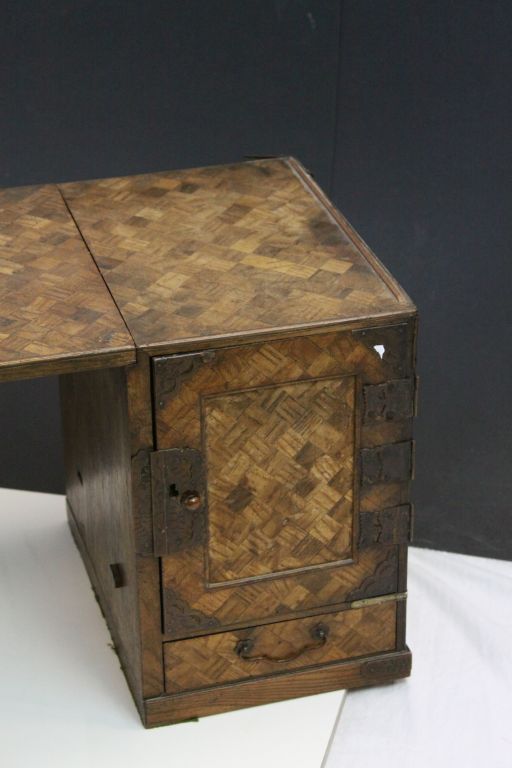 Apprentice Oriental Parquetry Desk comprising Pedestal of Four Drawers, Pedestal of a Cupboard - Image 3 of 6