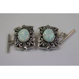 Pair of Silver and Opal Panelled Cufflinks