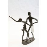 Contemporary Bronze Figure Group of Man and Lady Dancing