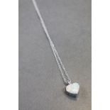 Silver and Heart Shaped Opal Pendant Necklace on Silver Chain