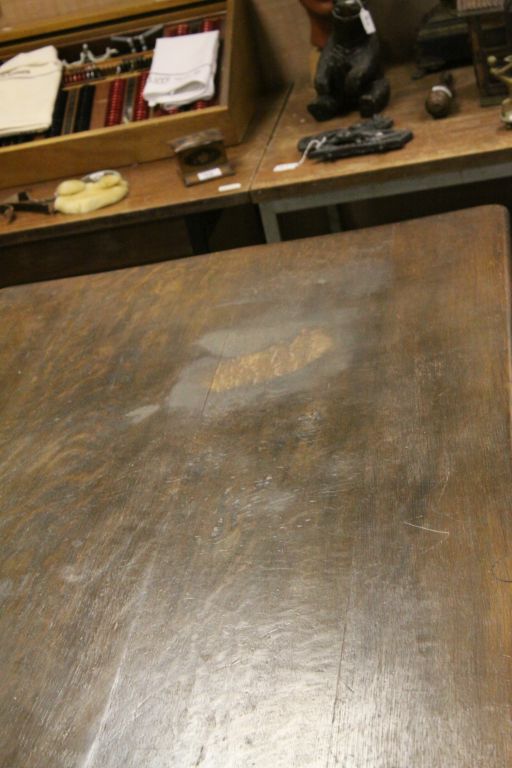 20th century Oak Refectory Style Dining Table raised on Large Carved Cup and Cover Supports with a - Image 3 of 3