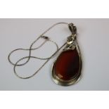 Silver Necklace with Pear Shaped Hard Stone