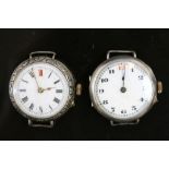 Two hallmarked Silver trench type watches for restoration