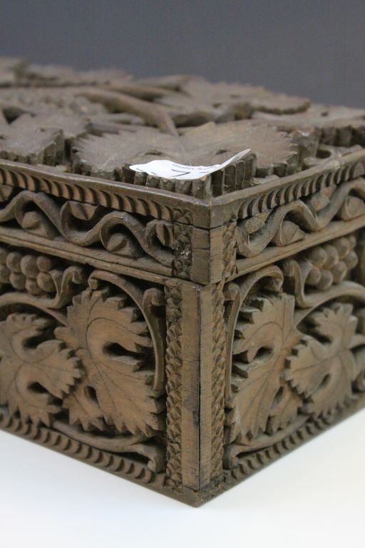 Hardwood Box profusely carved throughout with Vines and Grapes - Image 4 of 4