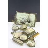 Mid 20th century Complete Vanity / Dressing Table Set with Gilt Metal Mounts and decorated with