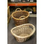 Wicker Log Basket and a Wicker Linen Basket