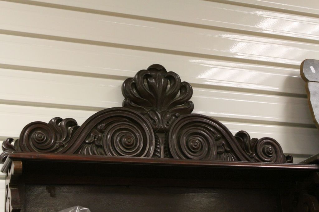 Victorian Mahogany Secretaire Bookcase, the upper section with Four Waterfall Shelves, Carved Scroll - Image 3 of 5