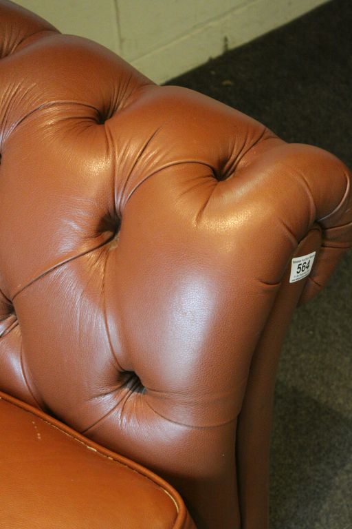 Thomas Lloyd Tan Leather Button Back Chesterfield Sofa, 220cms long x 95cms deep x 70cms high - Image 3 of 4