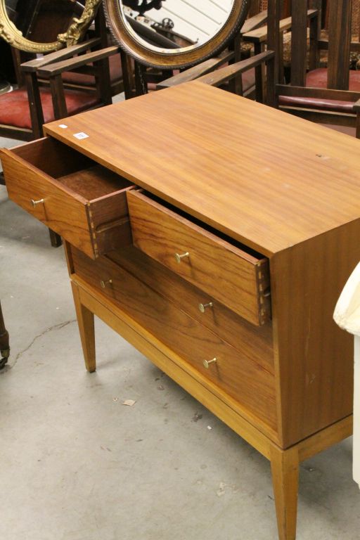 Retro Uniflex Teak Chest of Two Short and Two Long Drawers with Gilt Metal Knob Handles, 92cms long - Image 3 of 3