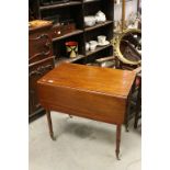 19th century Mahogany Pembroke Table with drawer to end and faux drawer to the other end raised on