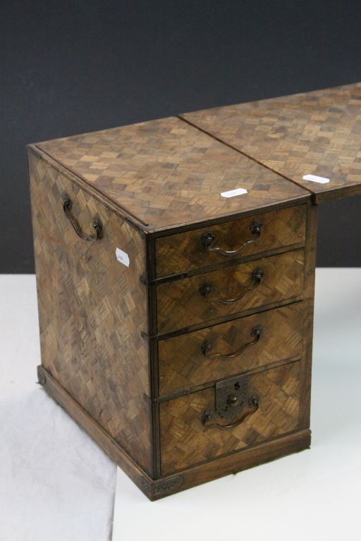 Apprentice Oriental Parquetry Desk comprising Pedestal of Four Drawers, Pedestal of a Cupboard - Image 2 of 6