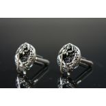 Pair of Silver Cufflinks in the form of Naked Lady sat on the Moon