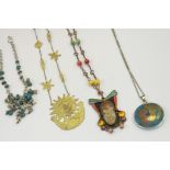 Four vintage South American Necklaces to include Chrysolla & Silver