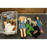 Four Mid 20th century Dolls including Ideal together with a Collection of Soft Toys including Dean's